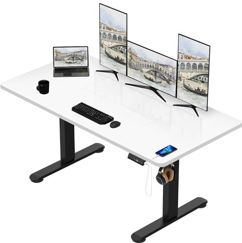TRIUMPHKEY Höhenverstellbar Schreibtisch groß 200x80cm mit USB Ladeanschluss, 3 Memory-Steuerung Schreibtisch Höhenverstellbar Anti-Kollisions Höhenverstellbarer Tisch