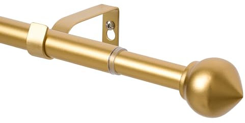WL.Rocaille Goldene Gardinenstange mit Zwiebelkopf, verstellbare Vorhangschiene, 76 bis 310 cm, ausziehbar, Metall, einziehbar, 76 cm bis 310 cm, für Wohnzimmer, Küche, Zimmer, Schlafzimmer und