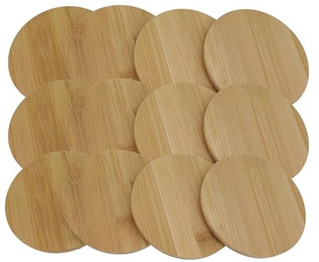 hausleben 12er Set Untersetzer | Ø 10 cm | Natur | Bambus | umweltfreundlich | Küche | Tisch | Deko
