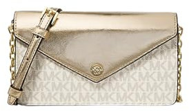 Michael Kors Kleine Umhängetasche mit Logo-Umschlag, Blassgold, mehrfarbig