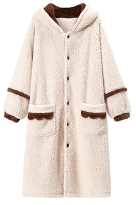 Generico Accappatoio Spugna Nido d'Ape Donna Accappatoio da Donna in Morbido Pile Spugna Pigiama Flanella Compleanni E Altre Occasioni Vestaglia Donna Pile