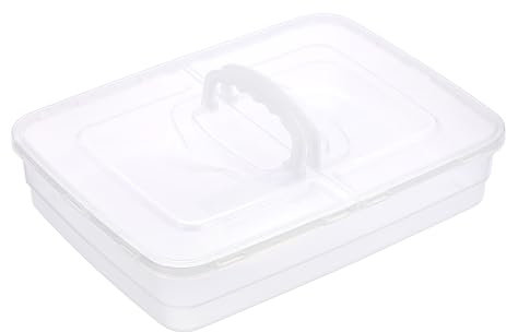 BSTKEY Plastic Clear Cake Pizza Storage Box, Rectangle Dough Proofing Box Pizza Storage Container with Lid and Handle, Portable Cupcake Carrier Cookies Storage Case Box Organizer