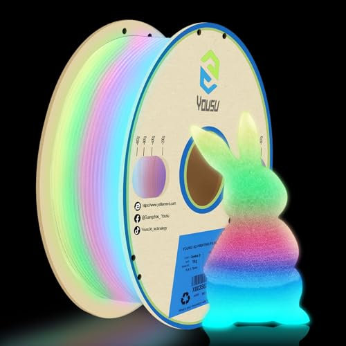 YOUSU glow in the dark pla filament 1.75mm,leuchtet im dunkeln,3d drucker filament,glow pla regenbogen rainbow,pla 1kg (2,2 lbs)