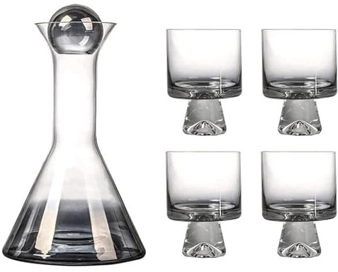 Whisky Decanter Decanter Crystal Glass Decanter Set Stopper and 4 Creative Glasses Liquor Decanter for Vodka Brandy Bar Whisky Decanter Unique