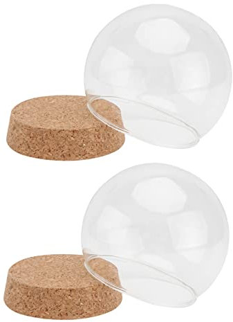 Glasglocke 2 Stück aus Borosilikatglas mit Kork, für Figuren und Blumen