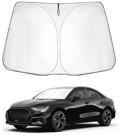 SHAOHAO Compatible con Audi A3 8Y 2022 2023 2024 S RS Accesorios Parasol Tejido Recubierto Plata Parasol Plegable Parasol Protección UV y Calor Parasol Parabrisas Audi A3 8Y