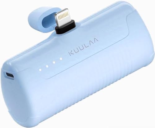 Kuulaa Small Portable Charger iPhone with Built-in Cable 4500mAh Portable Phone Charger Mini Power Bank Battery Pack for iPhone 14/13/13 Pro/12/12 Pro/11/XR/XS/X/8/7/6 (Blue)
