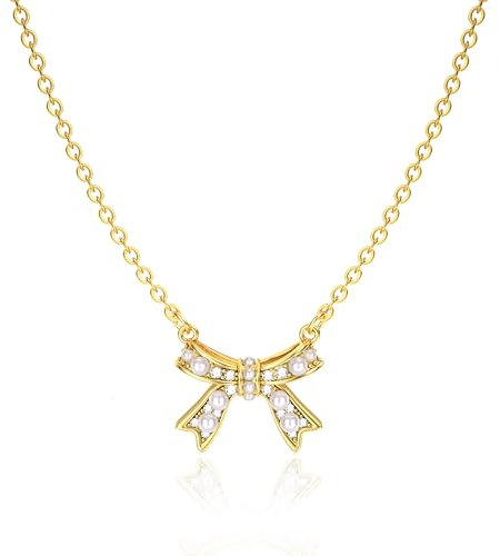 LOLIAS Gold Schleife Halskette Für Damen Mädchen Schleife Anhänger Choker Kette 14 Karat Vergoldete Kette Halsketten Für Damen Mode Schmuck Geschenke