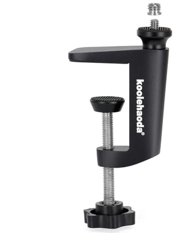 Koolehaoda Abrazadera en C universal para escritorio con adaptador de tornillo de 1/4 a 3/8 pulgadas para cámara/luces LED/soporte de teléfono/monopié/cabeza esférica/varilla de extensión