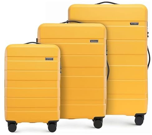 WITTCHEN COMODO Line Kofferset Reisekoffer Hartgepäck aus ABS TSA Schloss Reisekofferset Gepäckset Handgepäck Set Größe (S+M+L) Gelb