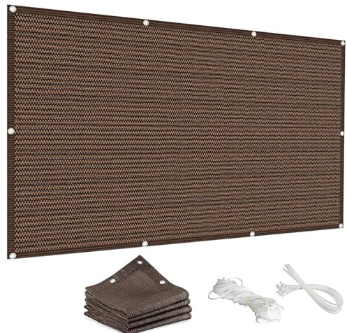 Balkon Sichtschutz Ohne Bohren 140 x 150 cm Wetterbeständiges Und Pflegeleichtes HDPE Sichtschutzmatte Balkonbespannung mit Kabelbinder für Den Gartenzaun Oder Balkon, Braun