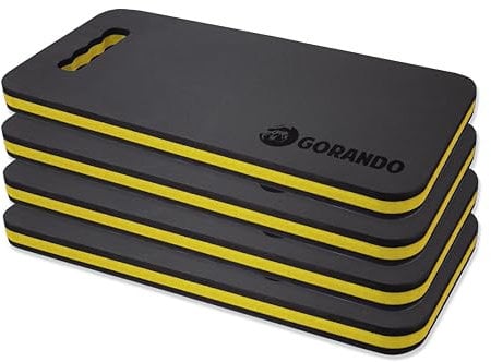 GORANDO® Premium Kniekissen 4er Set |gelb| Kniebrett | Knieunterlage - Ideal für die Arbeit in Werkstatt, Haus, Garten | Knieschoner, Knie-Matte, Sitz-Unterlage