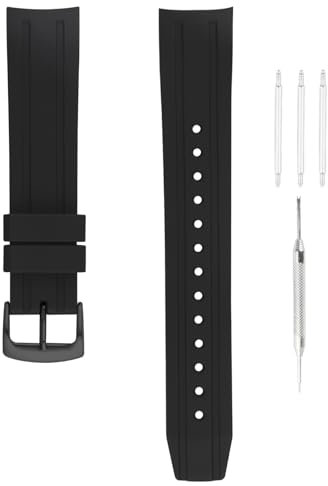 unilabo Gummi-Uhrenarmband, kompatibel mit 23 mm Citizen E168 BN0085-01E BJ2110 BJ2115-07E BJ2117, Ersatzarmband für Damen und Herren, Schwarz (23 mm, schwarze Schnalle)