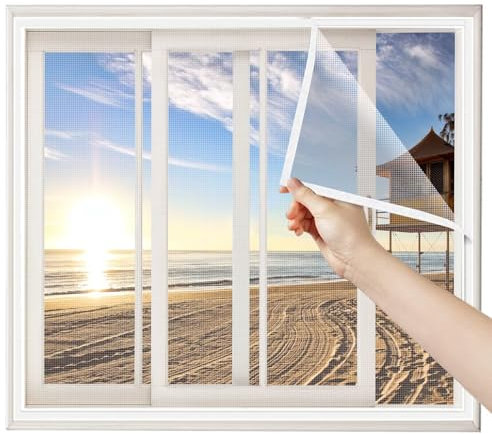 Zanzariere Scorrevole Con Telaio 165x190cm Bianco Zanzariera per Porta Ingresso Zanzariere per Finestre A Rullo Tende Antizanzare Per Finestre