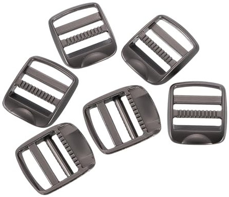 sourcing map Metal Ladder Lock Slider, 6Pcs 1 - Zinc Alloy Buckle Adjuster Webbing Strap Release Buckles for Backpack Accessories Replacement (Matte Gunmetal)
