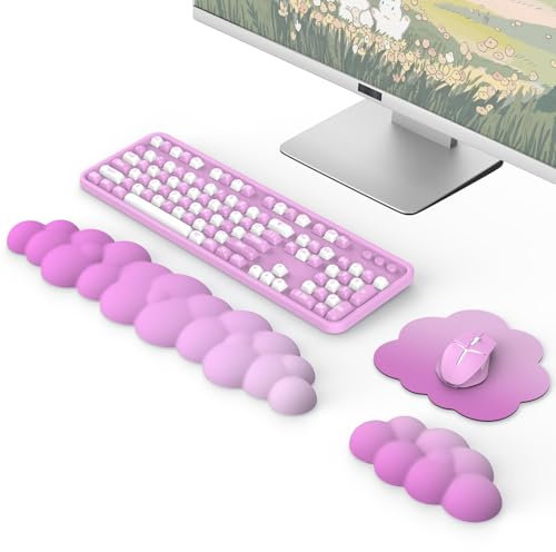 MoKo Cloud Wrist Rest, Ergonomic Cloud Keyboard Wrist Rest with Mouse Rest Wrist Pad, Durable Polyester Cloud Arm Rest Wrist Pad for Keyboard and Mouse for Office, Gaming, Computer, Laptop, Pink