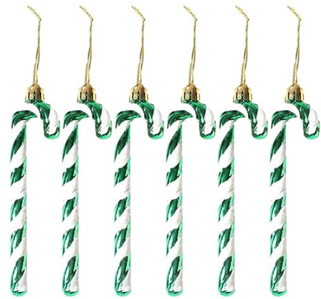 Kioriur Weihnachtsdekoration Candy Cane, Dekoration zum Aufhängen, 6 Stück in Form einer Zuckerstange, Weihnachtsschmuck für Weihnachtsbaum-Anhänger