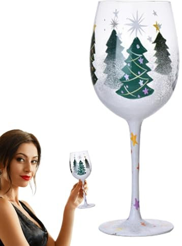 Verres À Vin De Noël, Verre À Vin Créatif En Verre D'arbre De Noël, Gobelets À Vin En Verre De Noël Faits À La Main, Décorations De Table À Pied De Style Noël Pour Cadeaux De Fête De Noël