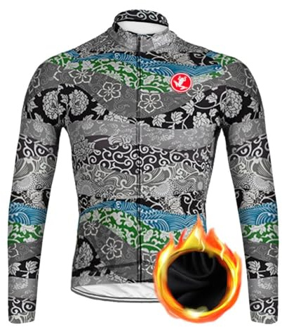 UGLY FROG Mens Winter Cycling Jersey, Long Sleeve Warm Winter Cycle Tops, Lightweight Thermal, Windproof Bicycle Shirt for Riding, and MTB Clothing