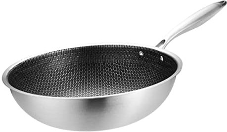 Cabilock Padella Wok Cinese Da 32 Cm Antiaderente Con Manico A Nido Dape Per Fornelli Elettrici E A Gas
