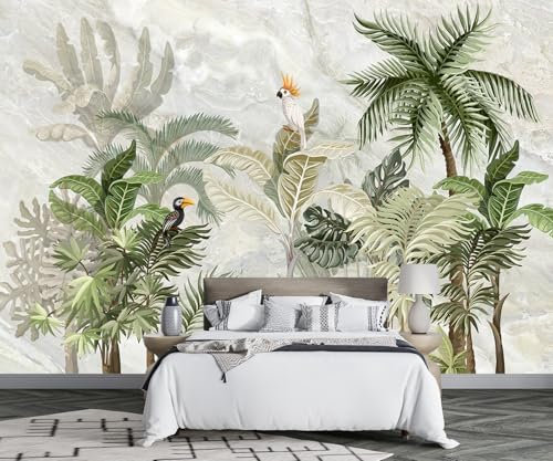 ZXCHEE Papier Peint Panoramique Plantes De Jungle Tropicale Papier Peint Intissé 3D Tapisserie Peinture Murale Chambre Salon -FG003-350x250cm