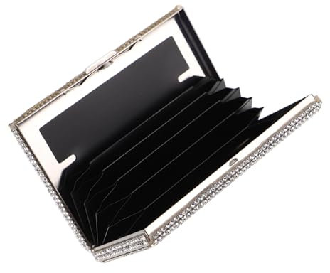 CALLARON Porte-Cartes Métal Élégant De Cristaux pour Femme Petit Portefeuille Organisé pour Cartes De Crédit Et Permis Design Et Glamour Accessoire Pratique Et Raffiné