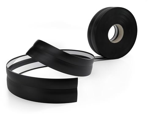 Quest Weichsockelleiste Selbstklebend 32 mm x 23 mm - PVC Sockelleiste, Abschlussleiste - Knickleiste für Innenbereich, Wand, Boden - Flexibel, Dicht, Dekorativ (Schwarz, 15m)
