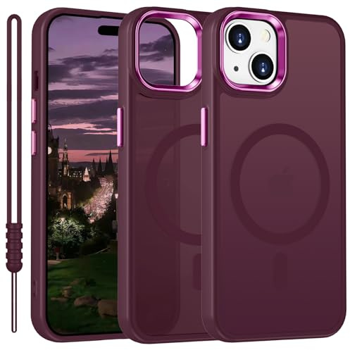 YUANDMI für iPhone 15 Hülle Kompatibel mit MagSafe, Handyhülle für iPhone 15 Magnetisch Leicht Dünn Matte Touch, rutschfest Kratzfest Schutz Stoßfest Hülle Dunkel Rot