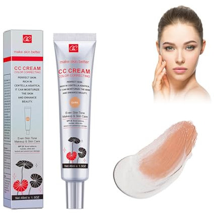 Centella Asiatica CC-Creme, CC Cream Fluid Foundation zur Abdeckung von Hautunreinheiten LSF 25+, zur Anpassung des Hauttons, vollständige Abdeckung, Make-up-Farbkorrektor (Dark)