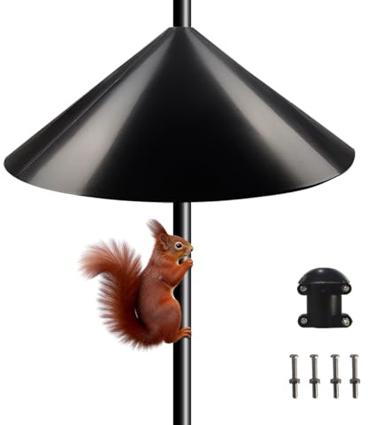 Garbuildman Squirrel Dome for Bird Feeder Poles – Premium PP Material Chew-Proof, External Pole-Mounted Bird Box Protector for Outdoor Shepherd’s Hook | 482mm Diameter (19)