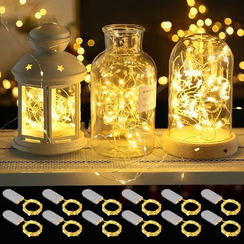 12er Pack Mini Led Lichterkette Mit Batterie 2m 20 Leds Micro Feenlichter Wasserdicht Für Weihnachtsdeko Basteln Tischdeko Laterne Innenausstattung