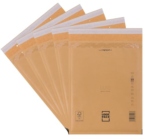 LOGIC PACK 100 Luftpolsterumschläge Luftpolstertaschen Braun H8 290 x 370 mm Gepolsterte Briefumschläge, Haftklebend Versandtaschen mit Luftpolsterfolie für DIN B4
