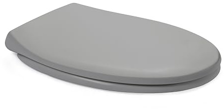 TATAY WC Sitz Duroplast Universal | Für ovale Toiletten | Schnell abnehmbar für einfache Reinigung | Antibakteriell & robust | Einfache Montage | Modell Comfort – Hellgrau