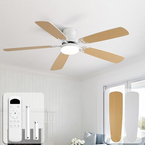 Sofucor Deckenventilator mit Beleuchtung und Fernbedienung, DC, 132 cm | Deckenventilator mit Licht, 5 Flügeln, Timer, 3 Farbtemperatur, 6 Geschwindigkeiten, Sommer Winterbetrieb, Leise, Wohnzimmer