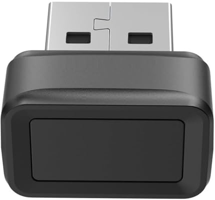 QYMDRION USB-Fingerabdruckanzeige, Fingerabdruckleser, Fingerabdruck-Scanner, 360°-Touch, Es kann 10 Verschiedene Fingerabdrücke speichern, Geeignet für Büroumgebungen, Schwarz, 1 Stück