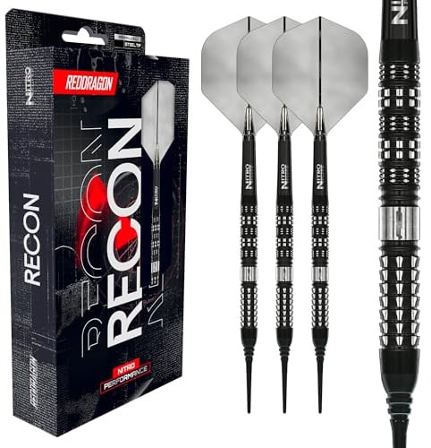 RED DRAGON Darts - Recon Serie Dart Pfeile - 18g Fass/ 20g Vollgewicht Weiche Spitze Parallel Dart Set - 90% Tungsten Profi Dartpfeile - Nitro Flite Integrierter Flug/Schacht, Dartflüge & Dartschäfte