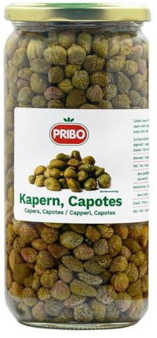 PRIBO KAPERN CAPOTES - 12x 500g - größere Kapern eingelegt in Salz im Glas Capres Capperi von PRIBO, mild-würzig passend zu Königsberger-Klopse Vitello-Tonnato Rinder-Tatar Salate