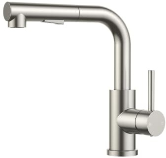 FORIOUS Grifo de Cocina, Grifo Cocina Extraíble con Rociador, Grifo Cocina Fregadero de Acero Inoxidable en Forma de L, 2 Modos de Rociado y Giro 360°, Altura del Boquilla 210mm