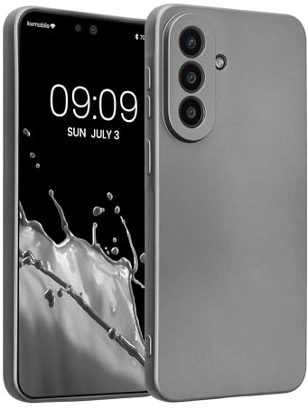 kwmobile Handyhülle für Samsung Galaxy A57 5G Hülle - weiche Silikon Case metallisch schimmernd - Schutzhülle Cover - Metallic Grau