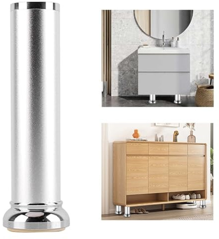 Lecreatekit Pieds d'armoire réglables en alliage d'aluminium pour canapés, tables basses et bureaux – Plage de hauteur de 10 cm à 30 cm, finition oxydée résistante à la rouille avec coussinets en