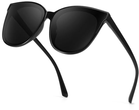 TJUTR Polarisierte Sonnenbrille für Damen UV400 Schutz Übergroße Katzenaugenbrille Modische Sonnenbrille zum Autofahren