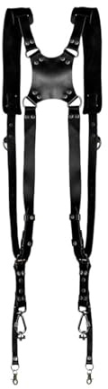 Digital Camera Strap Leather DSLR Double Shoulder Photography Accessories Harness Easy Carrying(Black B)