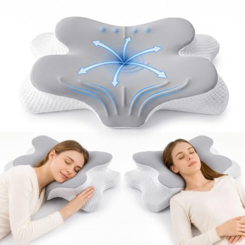 TOOHUB Cervical Neck Pillow, Cervical Pillow for Neck and Shoulder Pain,Memory Foam, Butterfly Ergonomic Pillow with Removable Washable Pillowcase for Side Back Stomach Sleepers