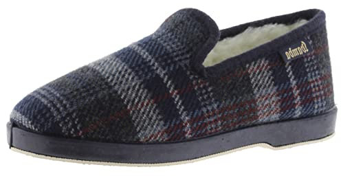 victoria Zapatillas de casa Wamba Copete Cuadros & Interior Borreguito & Suela Al Tono 200251 para Mujer Marino 38