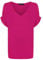WearAll Women's New Plus Size Womens Short Turn Up Sleeve Baggy Plain Top Ladies V-Neck T-Shirt ((XX/L) 20-22, Cerise)