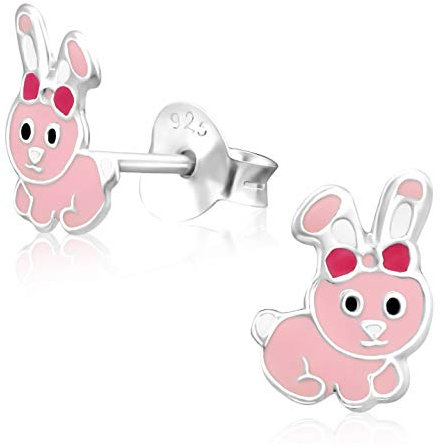 Laimons Mädchen Kids Kinder-Ohrstecker Ohrringe Kinderschmuck Hase Kaninchen rosa aus Sterling Silber 925