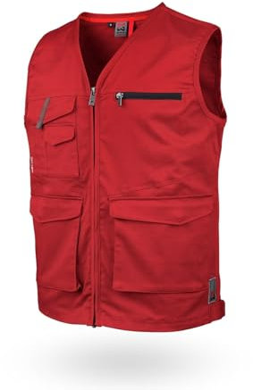 WÜRTH MODYF Arbeitsweste Stretch X – professionelle Arbeitsweste für Herren in Größe 4XL – Arbeitskleidung für Handwerk & Industrie in rot