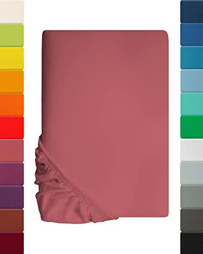 Lavea Spannbettlaken 60x130cm-70x140 - aus atmungsaktiver Baumwolle - Passgenau für Standardmatratzen bis 15cm - Korallees Bettlaken mit Gummizug - Jersey Spannbetttuch 60x130cm-70x140