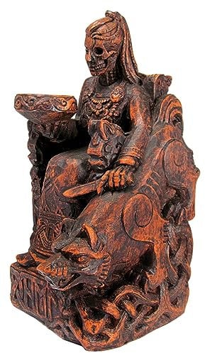 Dryad Design Hel-Statue – nordische Göttin der Unterwelt – Wikinger Heimdekoration (Holz-Finish)
