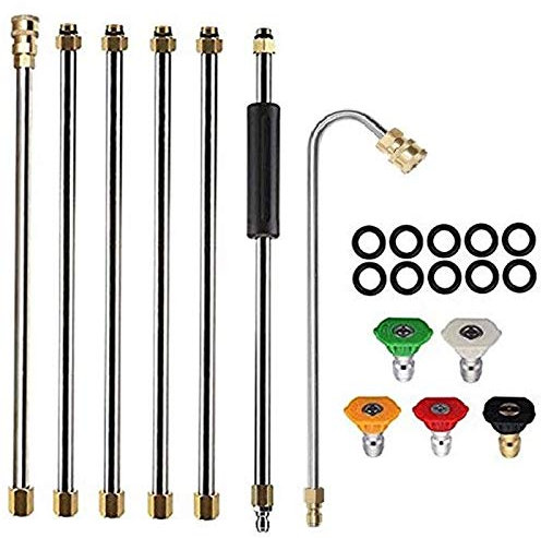 Cuasting Herramienta de limpieza de canalones Lavadora a presión - Varitas de extensión, boquilla de lanza para limpiador de , 4000 , 5 puntas, accesorios para lavado de ventanas, lavadora eléctrica